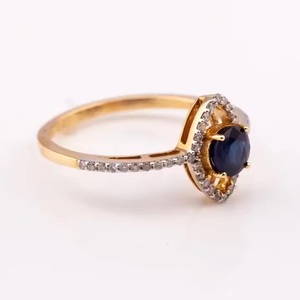 2024 femmes 14K or bijoux Dainty saphir diamant bague à la mode fiançailles mariage plaqué rhodium en gros 925 argent - Product Image 4