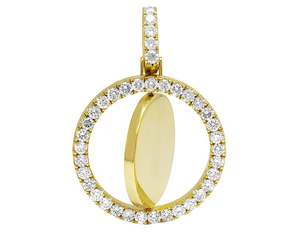 Moissanite VVS ronde en argent sterling S925 plaqué or jaune mémoire ronde coupe Hip Hop pendentif glacé pour unisexe - Product Image 3