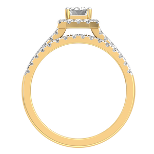 Bague de mariage de luxe pour femme en or jaune et blanc 9 carats, taille émeraude, 0,98 carats, clarté VS, couleur EF, diamant de laboratoire certifié IGI - Product Image 4