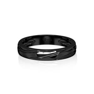 Jeulia Men's Classic <b>Black</b> Bypass Wave Wedding Band-Rose Gold Plated Adjustable Fashion <b>Ring</b> - Product Image 1