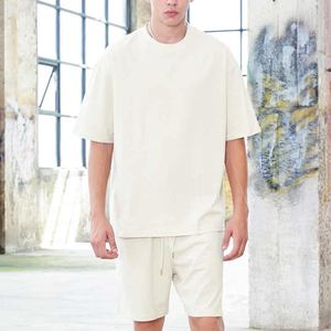 Conjunto de camiseta de dos piezas de algodón de alta calidad para hombre, estilo informal de marca de moda para verano, deporte juvenil, tela de punto sólida - Product Image 4