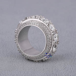 Venta caliente personalizado 925 plata esterlina corte redondo Moissanite diamante Hip Hop Iced Out Wedding Band anillo fino para mujeres - Product Image 6