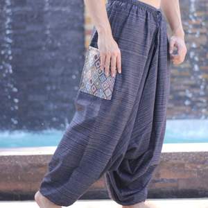 Oversized Pocket Lightweight Breathable Cotton Plain <b>Trousers</b> Hmong Inspired Elastic Waist Comfortable for Travel and Casual Use - Product Image 5