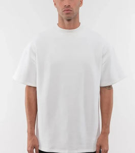 Camiseta extragrande de algodón 100% de peso pesado personalizada para hombre, diseño de cuello simulado de lujo con estampado ligero, camiseta cuadrada en blanco de alta calidad - Product Image 4