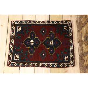 Tapis turc, petit tapis vintage 1,5x2,1 pieds, tapis persan rouge et bleu - Product Image 2