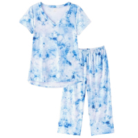 Ensemble de pyjama en coton thermique pour femmes, imprimé léopard/lettres, pantalon capri et hauts, vêtements de nuit d'été, séchage rapide, fabriqué au Bangladesh, taille L