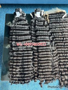 Paquets de cheveux Remy vietnamiens vierges cambodgiens naturels à cuticules alignées Deep Wavy 10 '-50 "Trame Extensions Natural Black Prix - Product Image 2