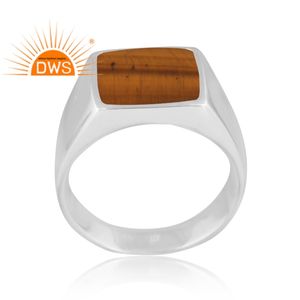 Incroyable Design Sterling Silver Natural Tiger Eye Yellow Gemstone Ring Custom Design Jewelry Manufacturer. - Product Image 1