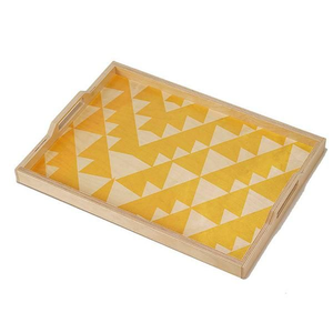 Bandeja de Servicio Decorativa de Madera de Lujo Personalizada con Asas, Rectangular, para Mesa de Centro o Desayuno, con Acabado Pulido - Product Image 6