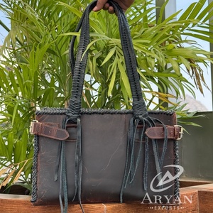 New Wholesale Custom High Quality Fashion Designer Luxury Full Grain Leather Fringe Tote Bag Genuine Leather Handbag for Women's - Product Image 1