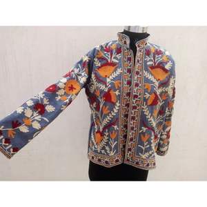 <b>Autumn</b> Spring Reversible Blazer <b>Jackets</b> for <b>Ladies</b> Hand Embroidered Leather Bomber Varsity Boho Styles Floral Pattern Custom - Product Image 4