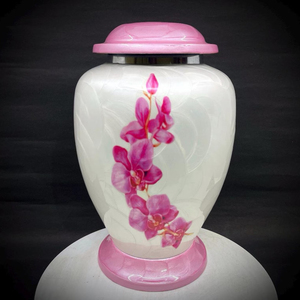 Urna Funeraria de Aluminio con Diseño de Flor Rosa para Cenizas Humanas Adultas, Recipiente Decorativo de Metal para Guardar Recuerdos Conmemorativos - Product Image 1