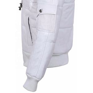 แจ็คเก็ตหนังมีฮู้ดสำหรับผู้ชาย,เสื้อขนเป็ดเทียมทำจากขนแกะจริงพร้อมฮู้ดแบบถอดได้ - Product Image 3