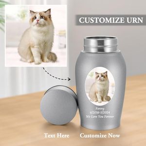 Urnes personnalisées pour cendres humaines Mini urne pour cendres homme femme Photo petites urnes en acier inoxydable commémoratif crémation gris mat - Product Image 3