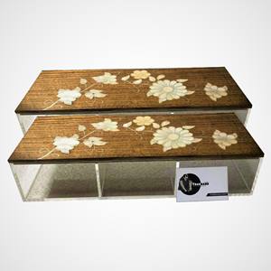 Traditional Mother Pearl Inlay <b>Wooden</b> <b>Lid</b> Container <b>Box</b> Plain Floral Design Serving Tray for Kitchen Home Office Restaurant Use - Product Image 1