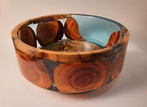 HOME LINKED DECOR HANDMADE NATURAL WOODEN AND RESIN SALAD <b>BOWL</b> Good Quality for Home and Restaurant Use for Parties - Product Image 6