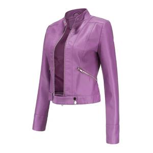 Primavera otoño Stand Collar señoras prendas de vestir exteriores de cuero fino 2024 nuevo estilo chaqueta de cuero de mujer corta Slim Fit - Product Image 4