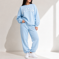 Ensemble de survêtement décontracté 2 pièces pour femme grande taille, sweat-shirt à col rond en coton et pantalon de jogging uni avec logo imprimé