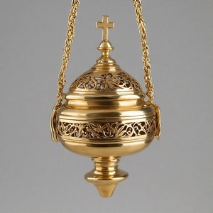 Quemador de incienso de latón colgante SaintScent Celestial Aura, incensario de acabado antiguo para rituales de iglesia y adoración sagrada - Product Image 4