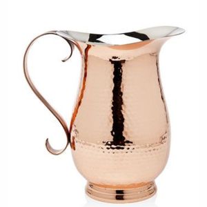 Carafe à eau en cuivre pur, finition ayurvédique, pichet en cuivre avec poignée en laiton - 100% étanche, vaisselle pour la santé et le bien-être - Product Image 1