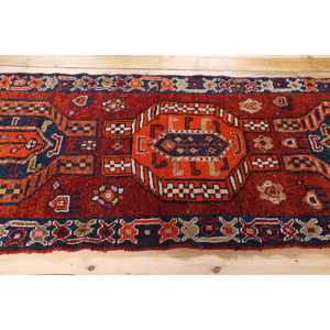 Turkish Vintage <b>Runner</b> Rug 3.6x10 ft, <b>Red</b> Blue Plants & trees Rug - Product Image 3
