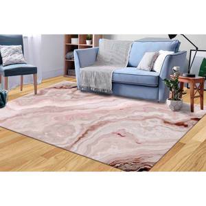 Tapis en marbre rose : Tapis d'appoint moderne antidérapant, motif imprimé, avec poils doux - Product Image 2