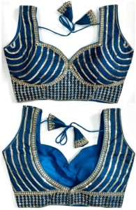 Haut d'été Milan moderne chemisier en soie formel avec fil Jari séquencé dos ouvert uni demi-manche attaché - Product Image 2