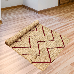 Tapis d'intérieur léger et pliable, fait à la main, écologique, en jute et en coton, pour la chambre à coucher et le salon - Product Image 6