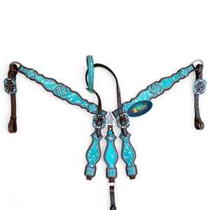 Juego de Cabezada para Caballo de Cuero Resistente con Pechera y Riendas Ajustables, Equipo de Equitación para Entrenamiento, Senderismo y Uso Diario - Product Image 1