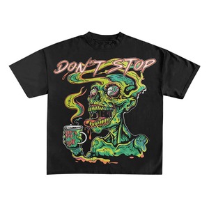 T-shirt pour homme de style punk surdimensionné avec imprimé crâne au dos, manches courtes, col rond, tissu tissé 100% polyester - Product Image 2