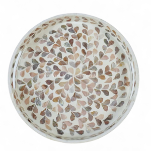 Plateau de service artisanal en nacre, plateau décoratif en incrustation de coquillages, écologique, naturel, pour la maison, utilisation sur table - Product Image 2