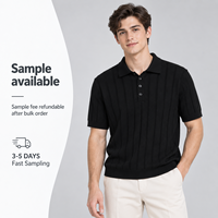 Chemise Homme Personnalisée Tricotée Brodé Vintage Anti-rétrécissement en Mélange Polyester/Coton à Manches Courtes, Motif Uni, Style Business Décontracté