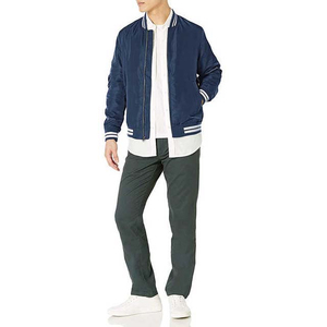 Vente en gros de vestes pour hommes uniformes avec logo personnalisé coupe ample fermeture à glissière imperméable Satin polyester vestes d'hiver en satin uni 2025 - Product Image 4