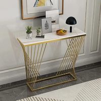 Table console en métal Art Déco blanc et or de MZ INTERNATIONAL avec design circulaire pour mariage, salon ou chambre à coucher