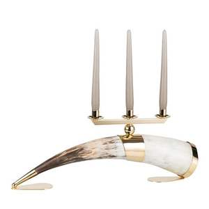 Elegant Buffalo Horn Candle Stand For Dining Table Glossy Ox Horn Candle Holder For Accent <b>Lighting</b> - Product Image 4