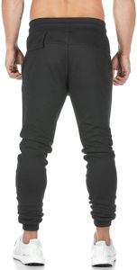 Pantalones Deportivos Ajustados para Hombre, Negros, Corte Ajustado, Elásticos, con Cintura Elástica, Cordón Ajustable, Bolsillos Laterales con Cremallera, Transpirables - Product Image 6