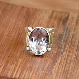 แหวนควอทซ์คริสตัลแหวนเงิน925โซลิแทร์ทูโทนของขวัญ - Product Image 2