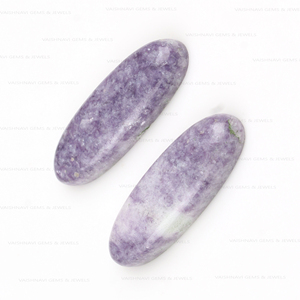 Lepidolite หินอัญมณีทรงวงรียาว10X30มม. ทรงแบนปรับเทียบหลังหลวมอัญมณีสำหรับทำเครื่องประดับ - Product Image 3