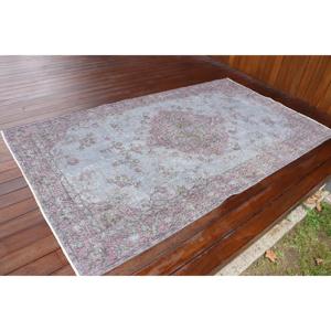 Alfombra Turca Vintage de 4.3x7.6 pies, Alfombra Marroquí de Lana Gris - Product Image 2