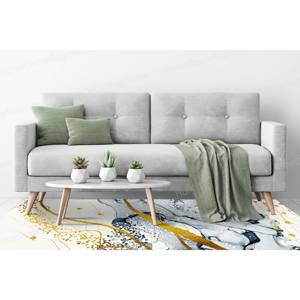 Alfombra con Estampado de Mármol Gris y Dorado - Moderna, Lujosa, Personalizada, Alfombra de Terciopelo de Lujo - Product Image 3