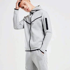 OEM Design <b>Men's</b> Tech Fleece Tracksuit Full <b>Zip</b> <b>Hoodie</b> Joggers Sweatpants Sweatsuit Heather <b>Grey</b> 69% Cotton 31% Polyester Sets - Product Image 1
