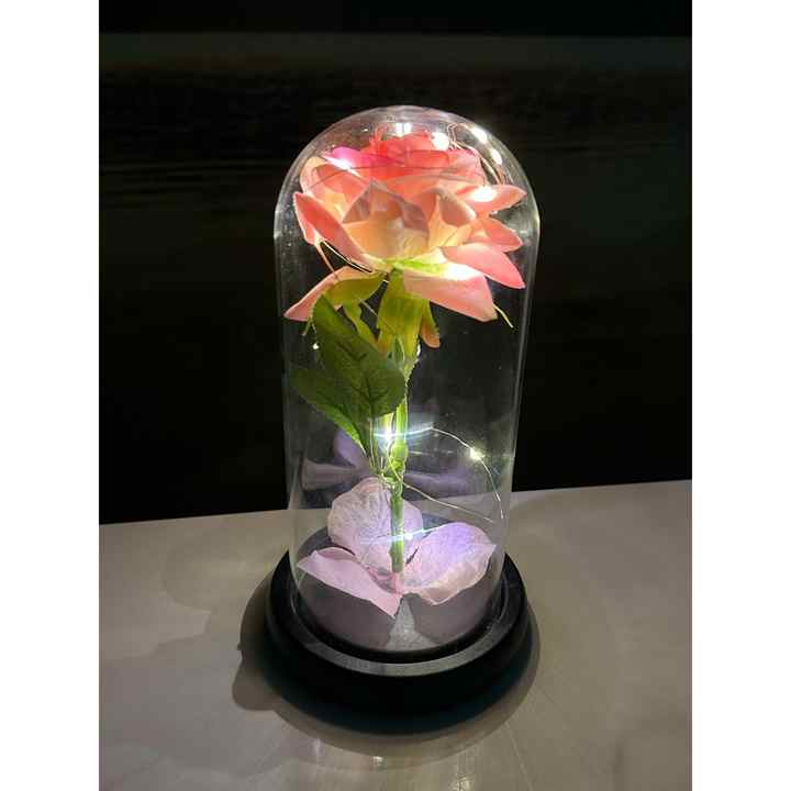 Non-Fading Pink Light Rose in a Glass Jar