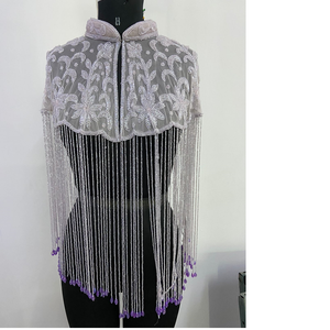 Cape perlée à la main exquise sur mesure pour les occasions de luxe adaptée aux clients de la boutique et aux revendeurs de vêtements - Product Image 1