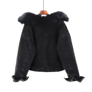 Veste en jean pour femme élégant déchiré recadrée surdimensionné classique bleu Jean manteau léger décontracté boutonné vêtements à la mode - Product Image 5