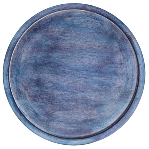 Sustainable Mango Wood Round <b>Dinner</b> Platter Blue Antique Wooden Serving <b>Tray</b> for Home Decor Food Vegetables Fruit Appetizer <b>Tray</b> - Product Image 6