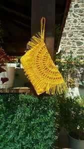 Handcrafted Gray Beach <b>Clutch</b> for Women Bohemian Tassels Raffia <b>Bag</b> with Cotton Lining Summer Paper Rafia Purse - Product Image 5