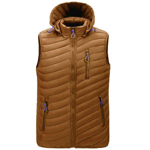 Col montant deux poches zippées pour les mains et manteaux à bulles sans manches veste vêtements gilet bouffant personnalisé pour hommes décontracté - Product Image 1