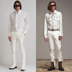 Pantalones de motociclista de cuero PU para hombre, pantalones ajustados de cuero para motocicleta, pantalones para montar en motocicleta para hombre - Product Image 2