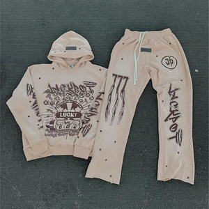 Conjunto de chándal estampado Morado para hombre, Sudadera con capucha y pantalones, conjunto de dos piezas, ropa de calle, ropa deportiva informal de moda, ropa al por mayor - Product Image 1