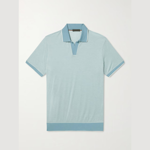 Camiseta de polo de color sólido con logotipo personalizado de algodón de verano 100% para hombre, camisetas de polo de punto ajustadas de manga corta para hombre - Product Image 1